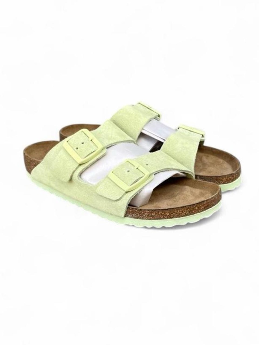 Birkenstock Arizona Faded Lime Green Suede Soft Footbed Sandals EU 40 W 9 Narrow